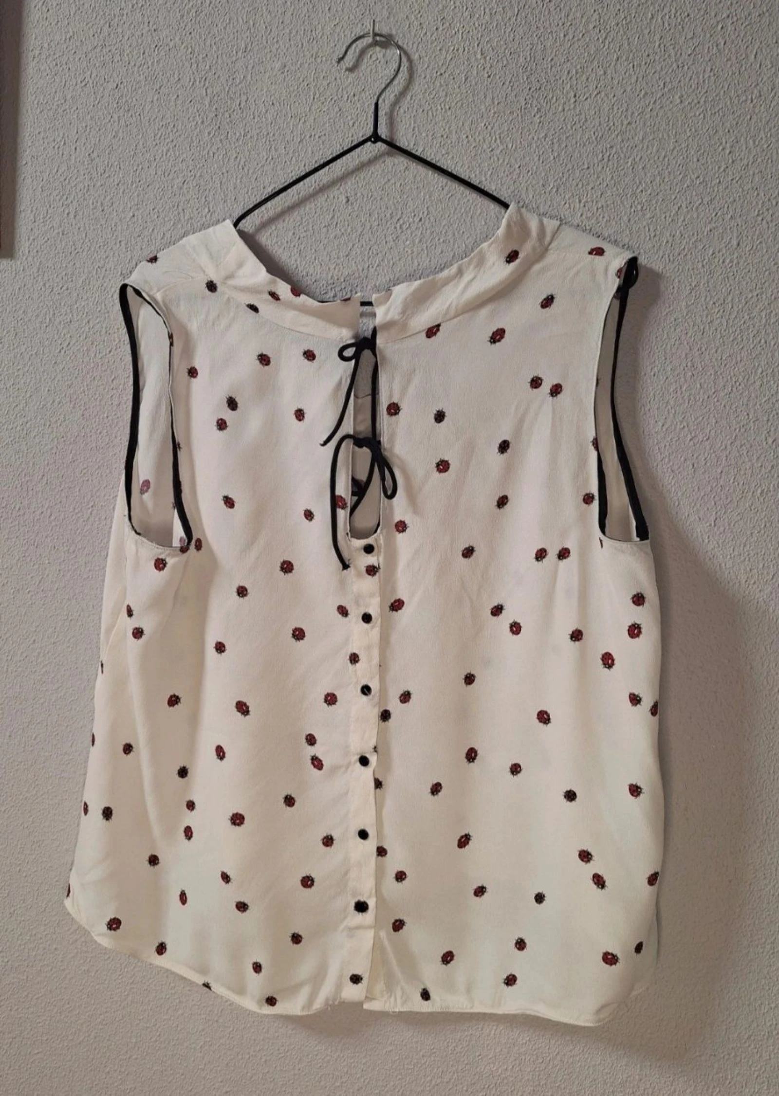 Zara BASIC sleeveless white ladybug print blouse Size XL – photo 4
